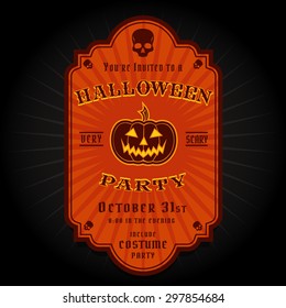 Vintage Retro Halloween Party Invitation Label