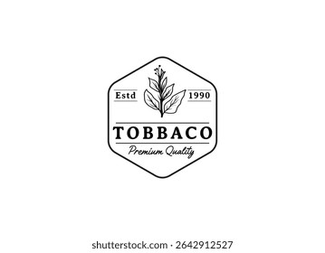 Vintage Retro Hand Draw Sketch Tobacco Plant Tree Leaf Leaves for Cigar Badge Emblem Label Logo Design