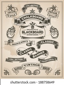 Vintage retro hand drawn banner set - vector illustration with texture added