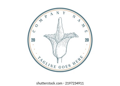 Vintage Retro Hand Drawn Corpse Flower Badge Emblem Label Logo Design