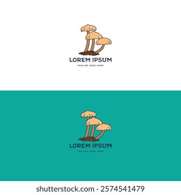 Vintage Retro Hand Drawn Mushroom for Nature food or Herbal Medicine Logo Illustration Design Vector