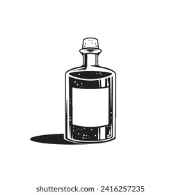 Vintage retro hand drawn poison or alcohol bottle liquid vector template