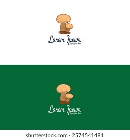 Vintage Retro Hand Drawn Porcini Mushroom for Nature food or Herbal Medicine Logo Illustration Design Vector