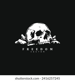 Vintage retro hand drawn skull vector art illustration