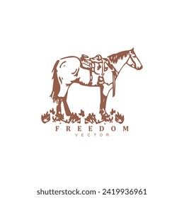 Vintage retro hand drawn western horse logo design for your brand or business