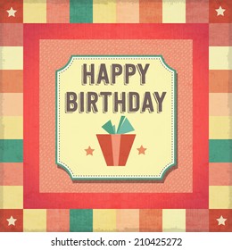 Vintage retro happy birthday card. Vector Illustration.