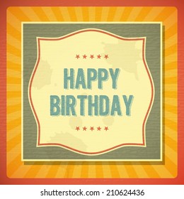 Vintage retro happy birthday card. Vector Illustration.