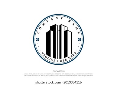 Vintage Retro High Building Tower Apartment Real Estate Logo Design Vector