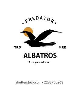 vintage retro hipster albatros bird logo vector silhouette art icon