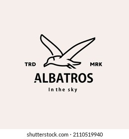 vintage retro hipster albatros logo vector outline bird monoline art icon