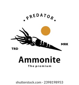 vintage retro hipster ammonite logo vector outline silhouette art icon	
