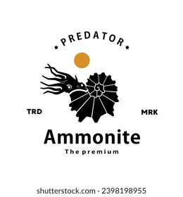 vintage retro hipster ammonite logo vector outline silhouette art icon	
