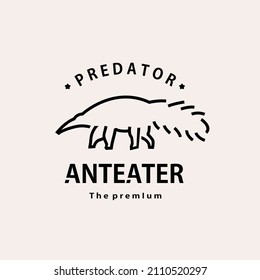 vintage retro hipster anteater logo vector outline monoline art icon