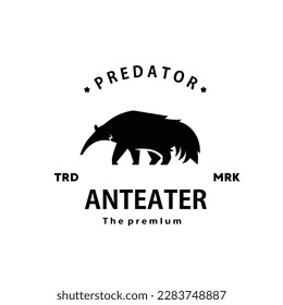 vintage retro hipster anteater logo vector silhouette art icon for community