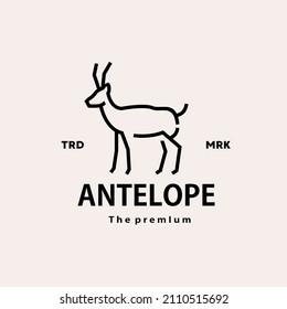 vintage retro hipster antelope logo vector outline monoline art icon