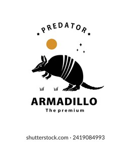 vintage retro hipster armadillo logo vector outline silhouette art icon