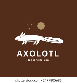 vintage retro hipster axolotl logo vector outline silhouette art icon