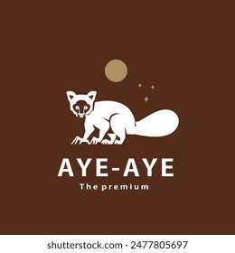 vintage retro hipster aye aye logo vector outline silhouette art icon	