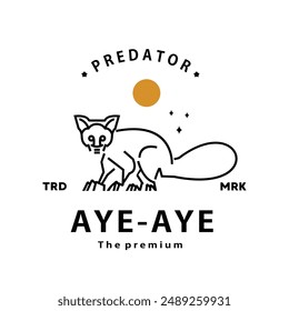 vintage retro hipster aye aye logo outline monoline art icon