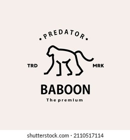 vintage retro hipster baboon logo vector outline monoline art icon