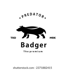 vintage retro hipster badger logo vector outline silhouette art icon