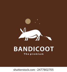 vintage retro hipster bandicoot logo vector outline silhouette art icon	
