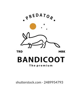 vintage retro hipster bandicoot logo vector outline silhouette art icon