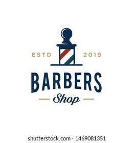 Vintage Retro Hipster Barbershop Pole Vector Logo design