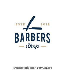 Vintage Retro Hipster Barbershop Pole Vector Logo design