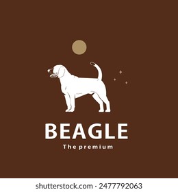 vintage retro hipster beagle logo vector outline silhouette art icon