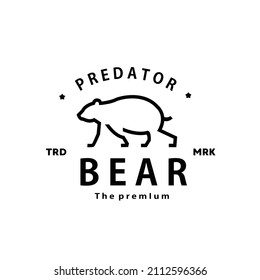 vintage retro hipster bear logo vector outline wild monoline art icon
