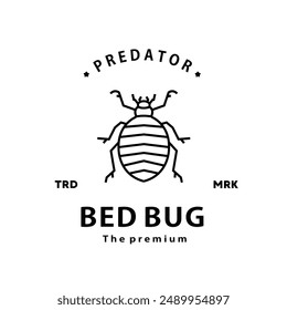 vintage retro hipster bed bug logo vector outline silhouette art icon
