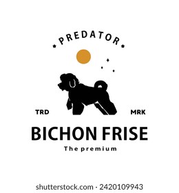 vintage retro hipster bichon frise logo vector outline silhouette art icon