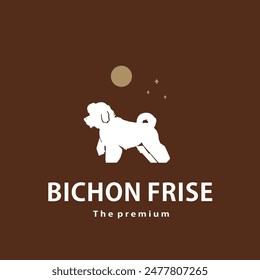 vintage retro hipster bichon frise logo vector outline silhouette art icon	