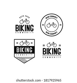 Vintage retro hipster biking community logo design templates