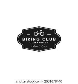 Vintage Retro Hipster Biking Cycling Club Logo Design