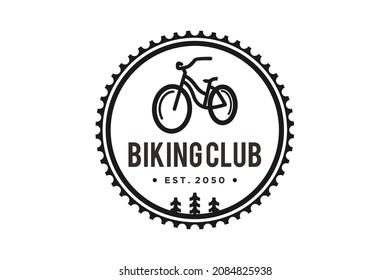 Vintage Retro Hipster Biking Cycling Club Logo Design