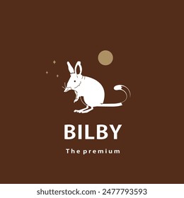 vintage retro hipster bilby logo vector outline silhouette art icon	