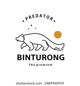 vintage retro hipster binturong logo outline monoline art icon	
