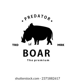vintage retro hipster boar logo vector outline steak silhouette art icon