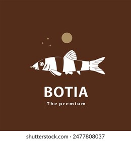 vintage retro hipster botia fish logo vector outline silhouette art icon