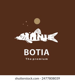 vintage retro hipster botia fish logo vector outline silhouette art icon