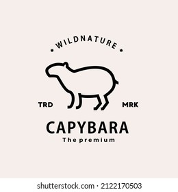 vintage retro hipster capybara logo vector outline monoline art icon