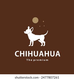 Vintage Retro Hipster Chihuahua Logo Vektorgrafik Umriss Silhouette Art Icon