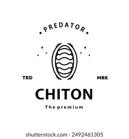 vintage retro hipster chiton logo outline monoline art icon
