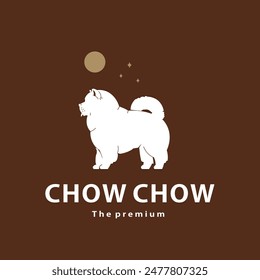 vintage retro hipster chow chow logo vector outline silhouette art icon	
