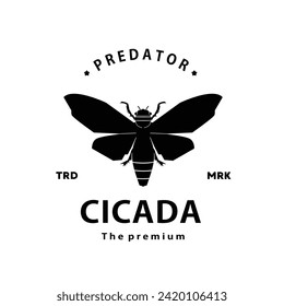 ícono vintage retro hipster cicada logo vector contorno silueta icono