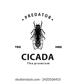 ícono vintage retro hipster cicada logo vector contorno silueta icono