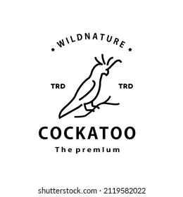 vintage retro hipster cockatoo logo vector outline monoline art icon for farm