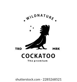 vintage retro hipster cockatoo logo vector silhouette art icon for farm